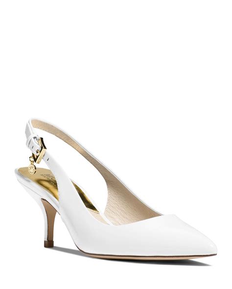 michael kors white heel|Michael Kors silver kitten heels.